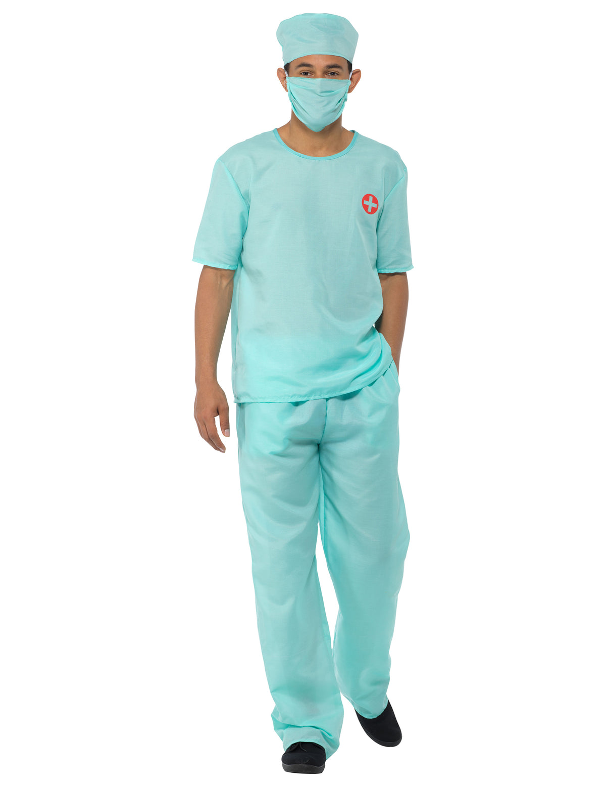Vue de face du déguisement et accessoires docteur chirurgien