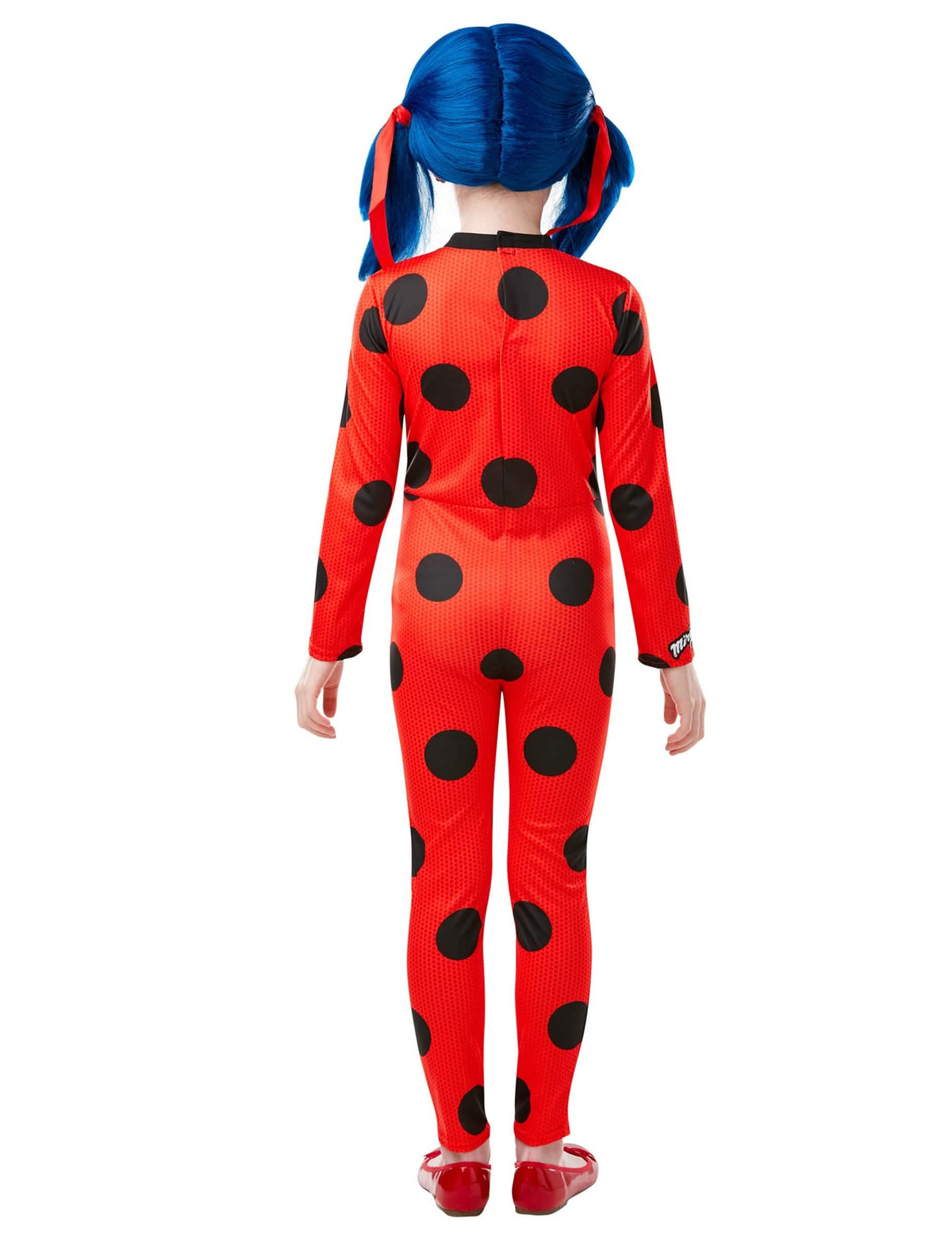 Vista de trás do disfarce e máscara Miraculous Ladybug