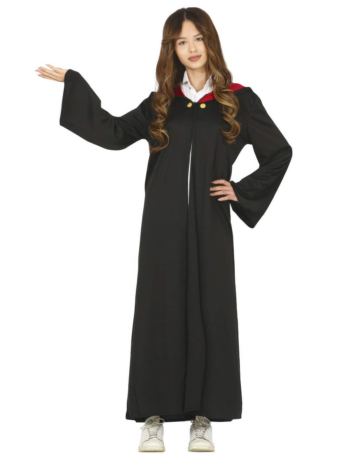 Vista frontal do fato de Halloween de estudante feiticeira para mulher