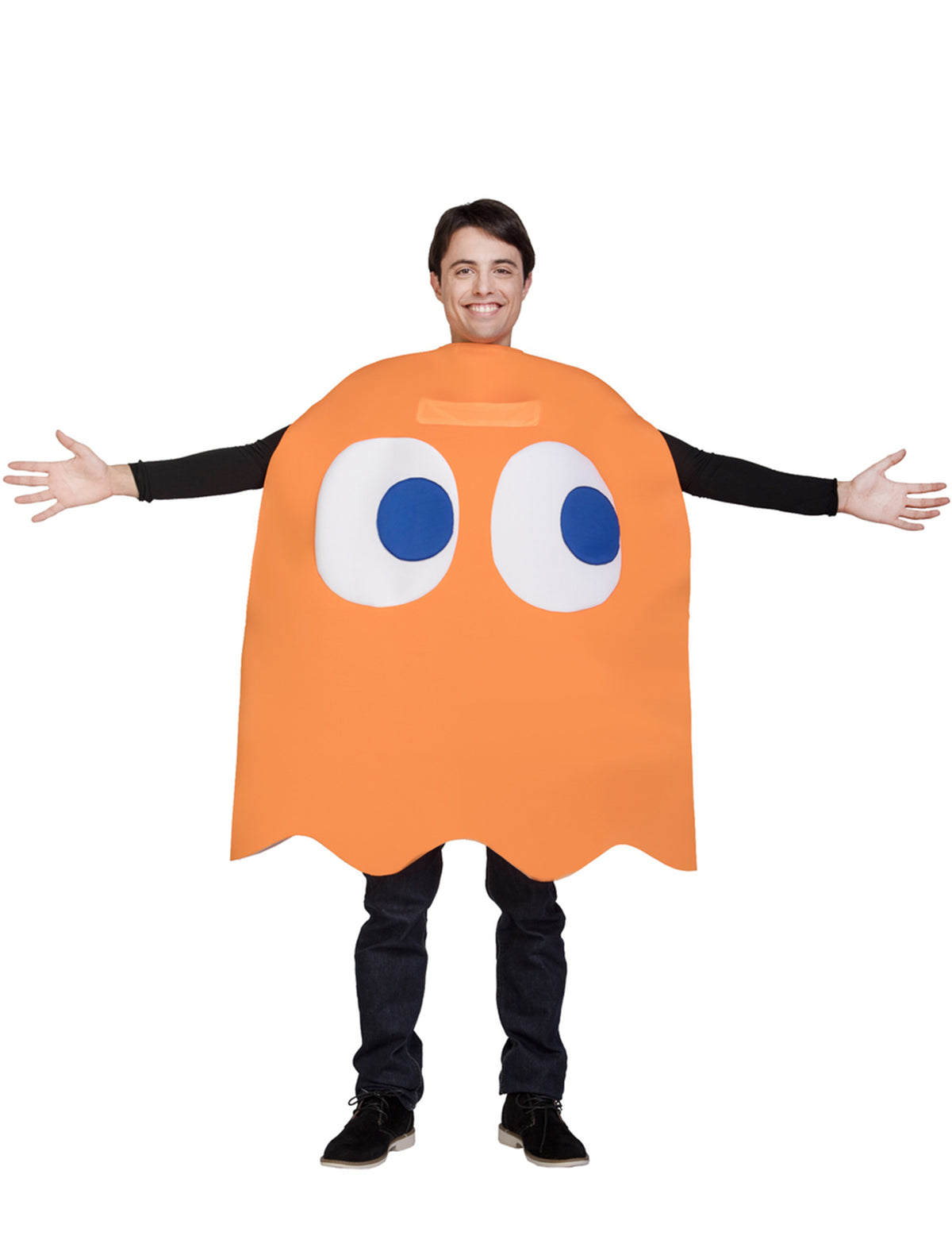 Vue de face avec bras ouverts du déguisement Fantôme Clyde - Pac-Man™