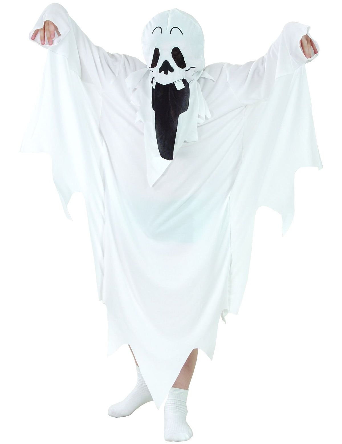 Gros plan sur le masque du déguisement de fantôme Halloween