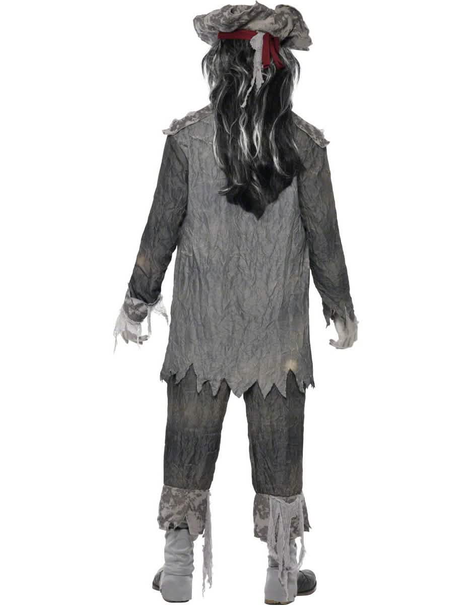Vista de trás do disfarce fantasma pirata para homem