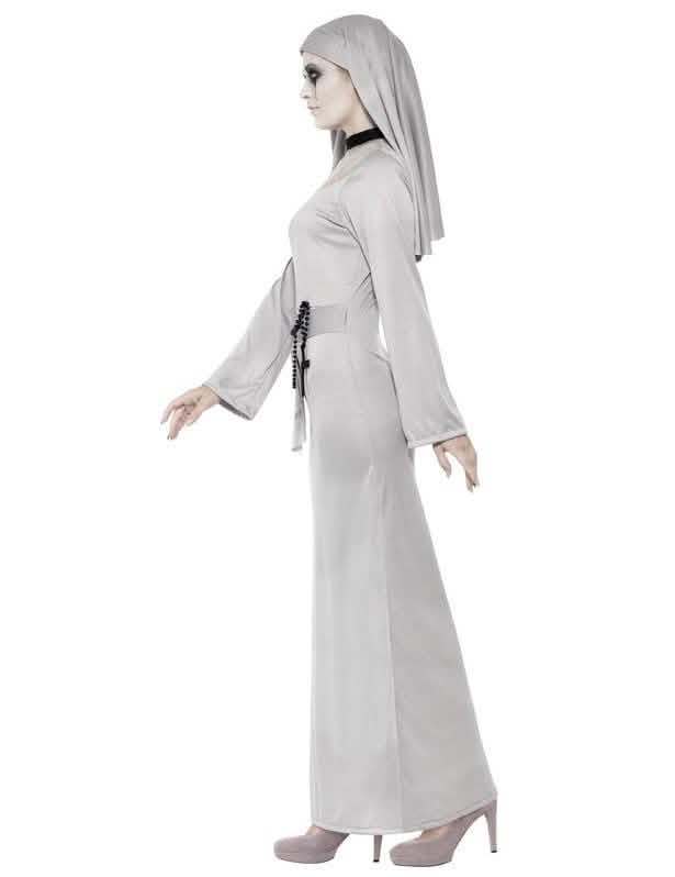 Vista de perfil do fato de fantasma religiosa para mulher