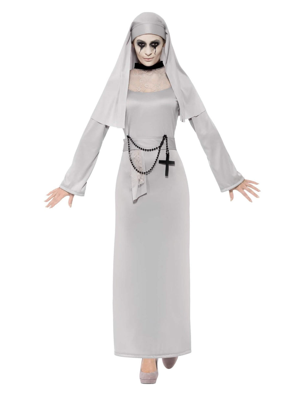Vista frontal do fato de fantasma religiosa para mulher