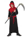 Déguisement de faucheuse pour enfant noir et rouge avec capuche
