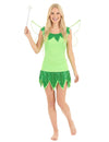 Déguisement de fée pour femme vert à sequins avec ailes et baguette