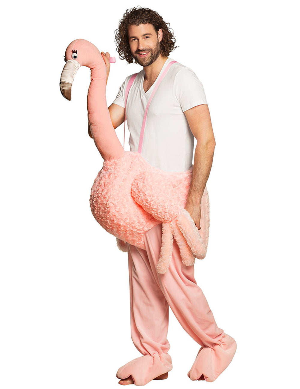 Vue de face du déguisement à dos de flamant rose