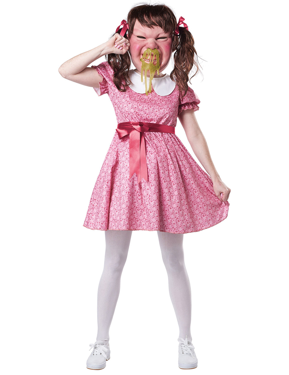 Déguisement fille en colère luxe pour adulte rose avec masque et morve verte