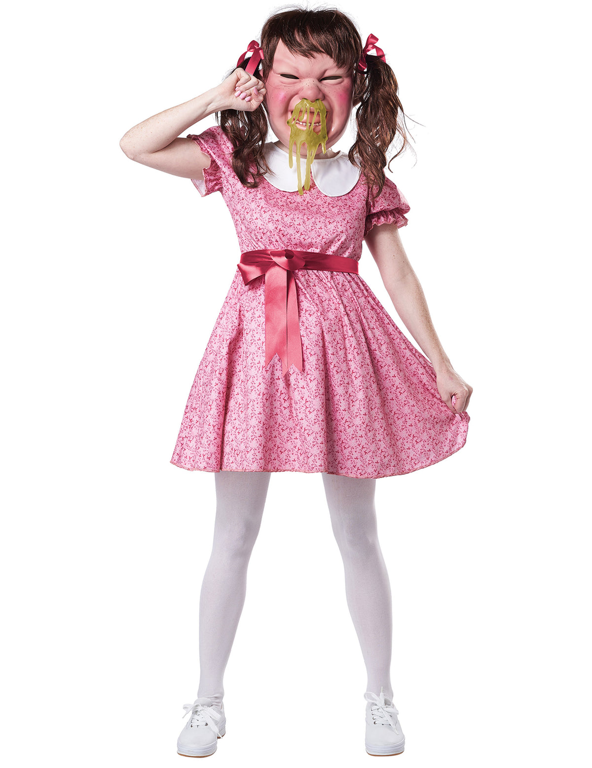 Déguisement fille en colère luxe pour adulte rose avec masque et morve verte