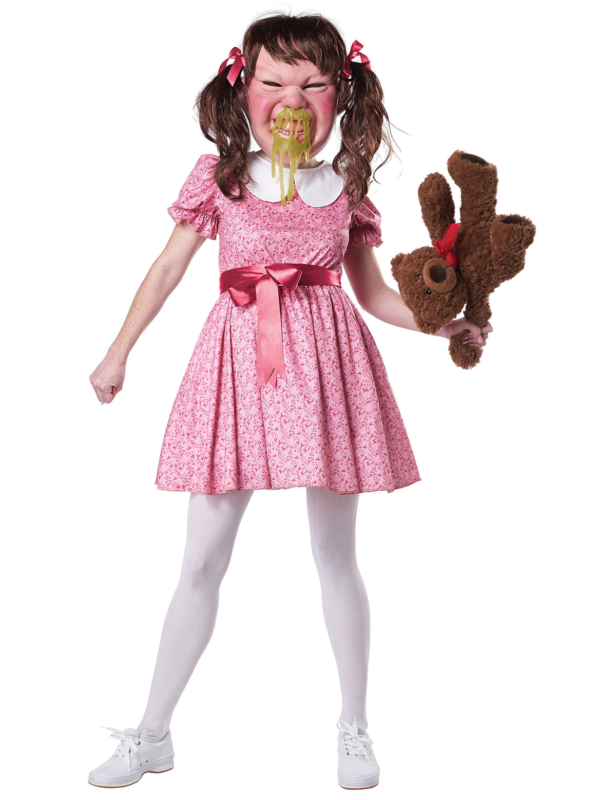 Ours en peluche tenu à la main du déguisement fille en colère luxe