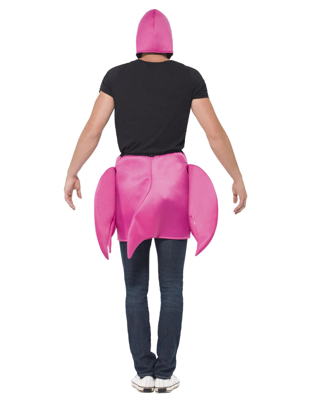 Vue de dos du déguisement flamant rose pour adulte