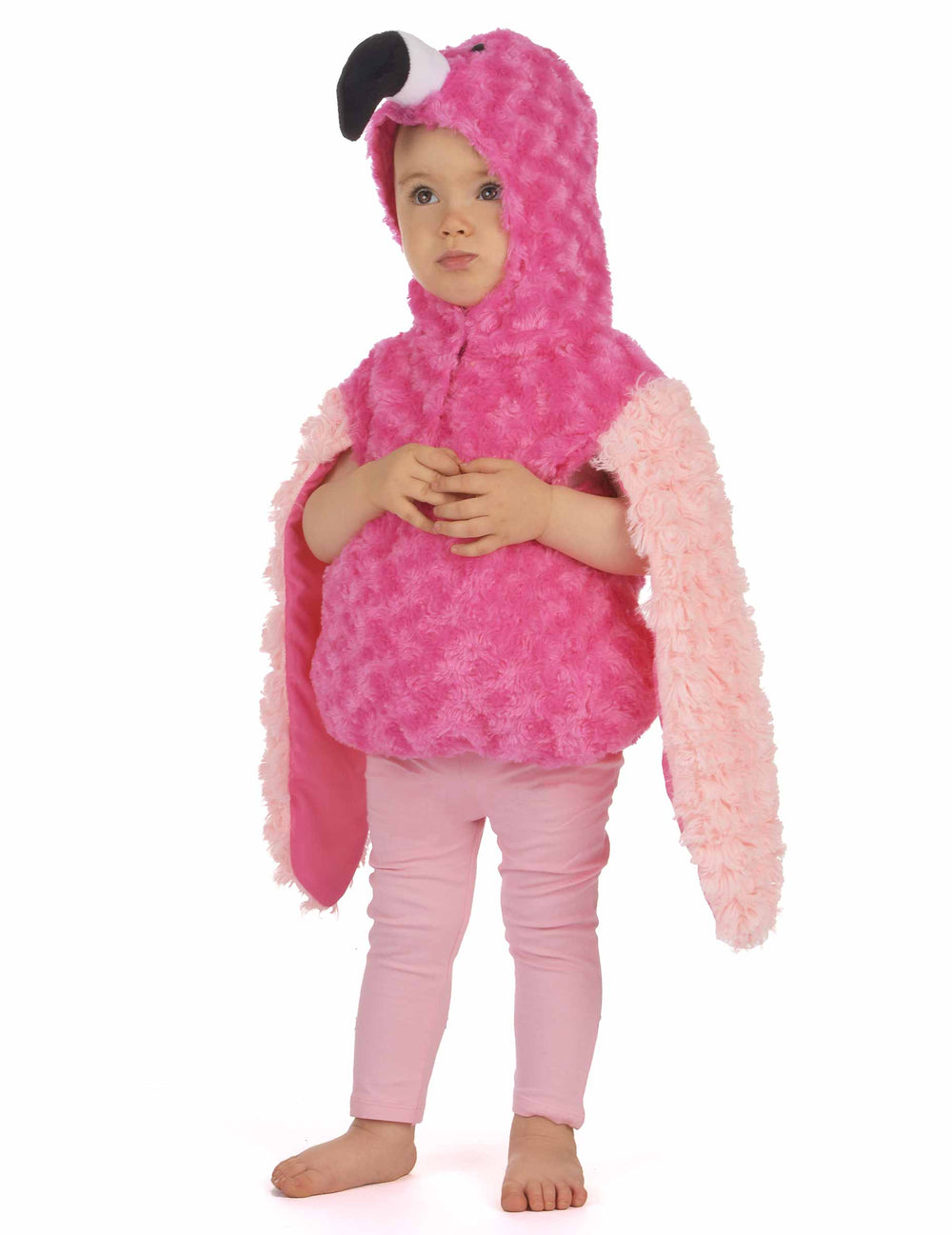 Vue de face du déguisement flamant rose pour enfant