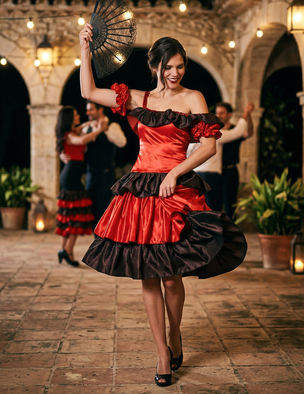 Mise en situation de danseuse du déguisement flamenco