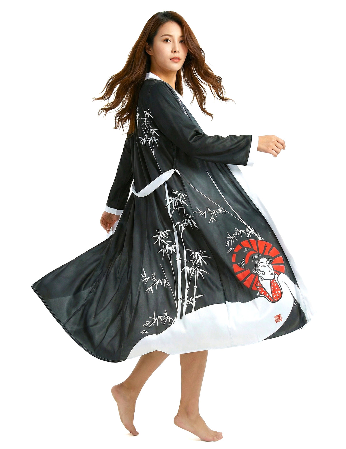 Vue de profil du déguisement geisha pour femme