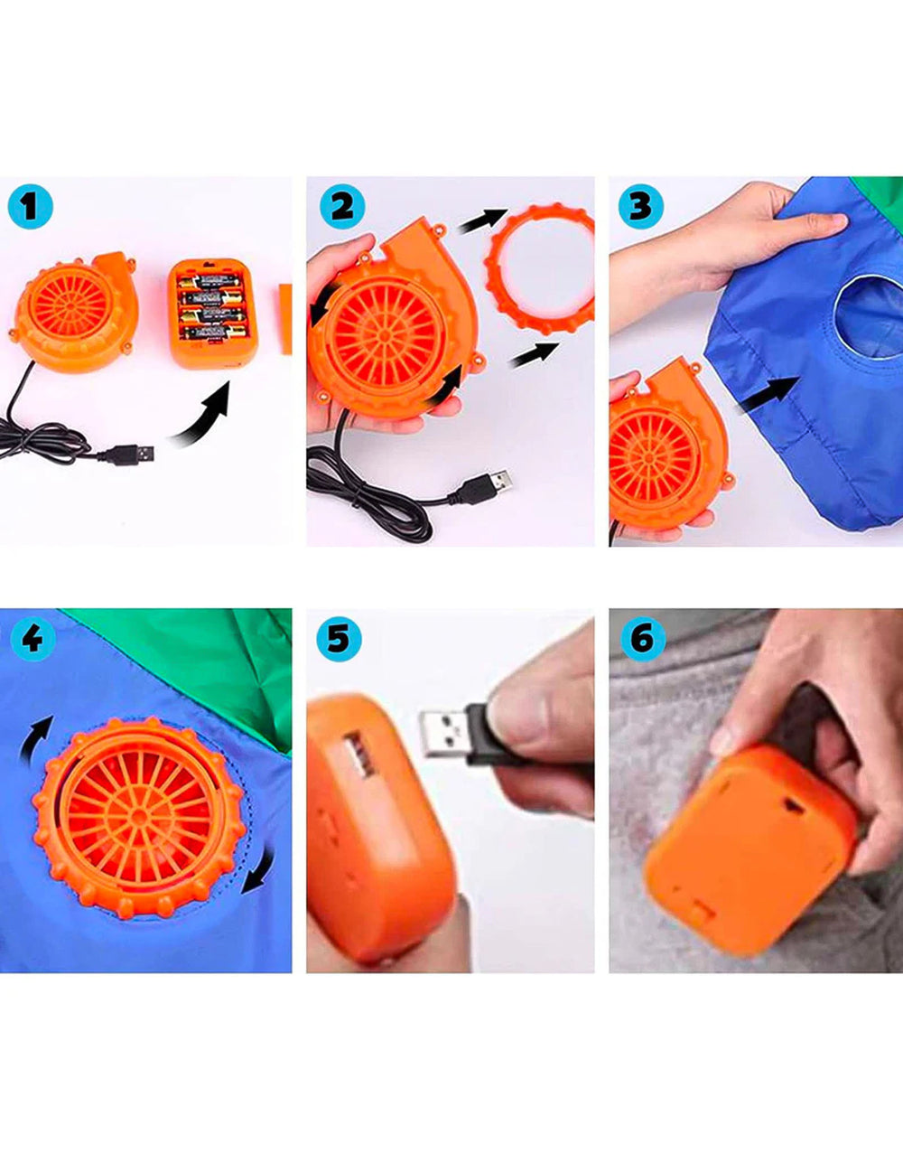 Étapes d'installation du système de gonflage du déguisement girafe gonflable