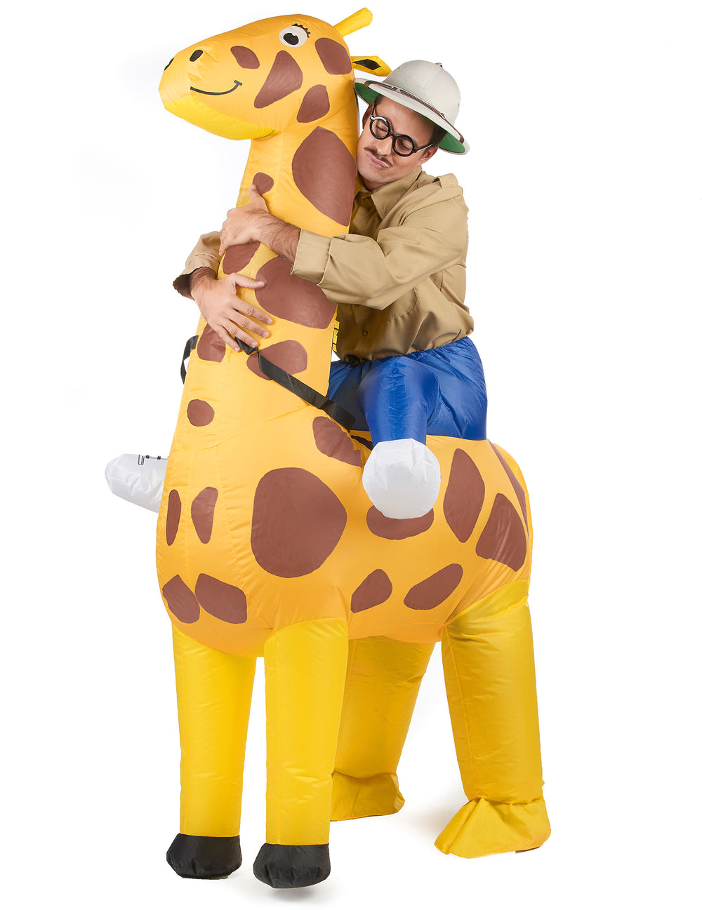 Déguisement girafe gonflable pour adulte jaune à taches marron