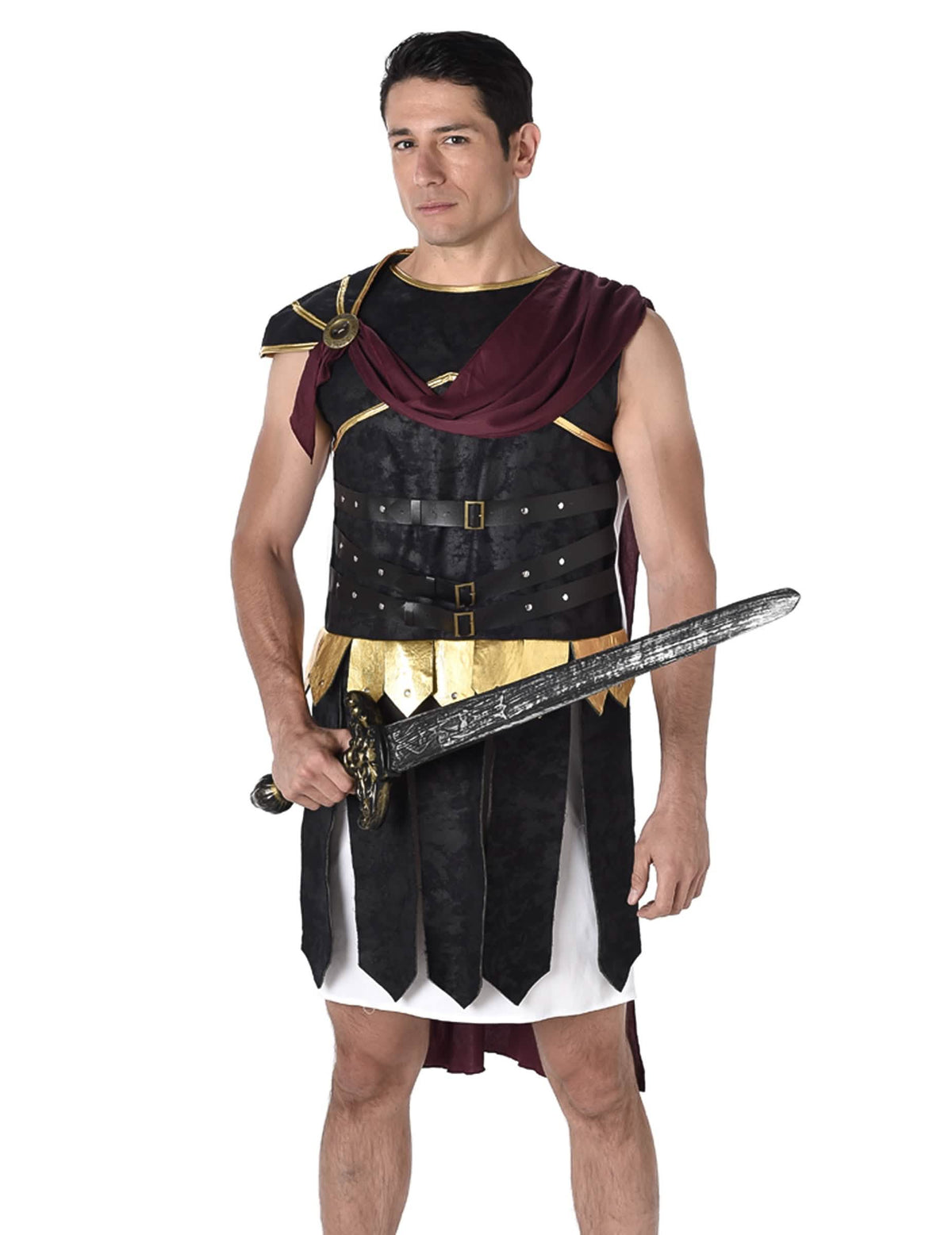 Espada segura na mão do disfarce de gladiador romano