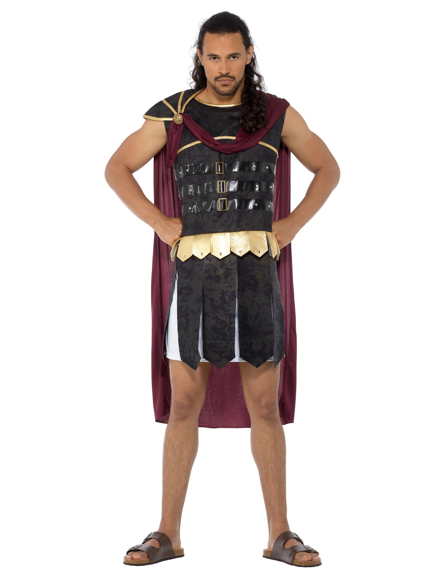 Vue d'ensemble de face du déguisement de gladiateur romain
