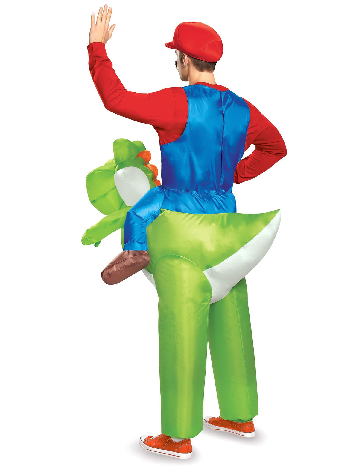 Vista de costas do fato carry me de Mario em Yoshi da Nintendo