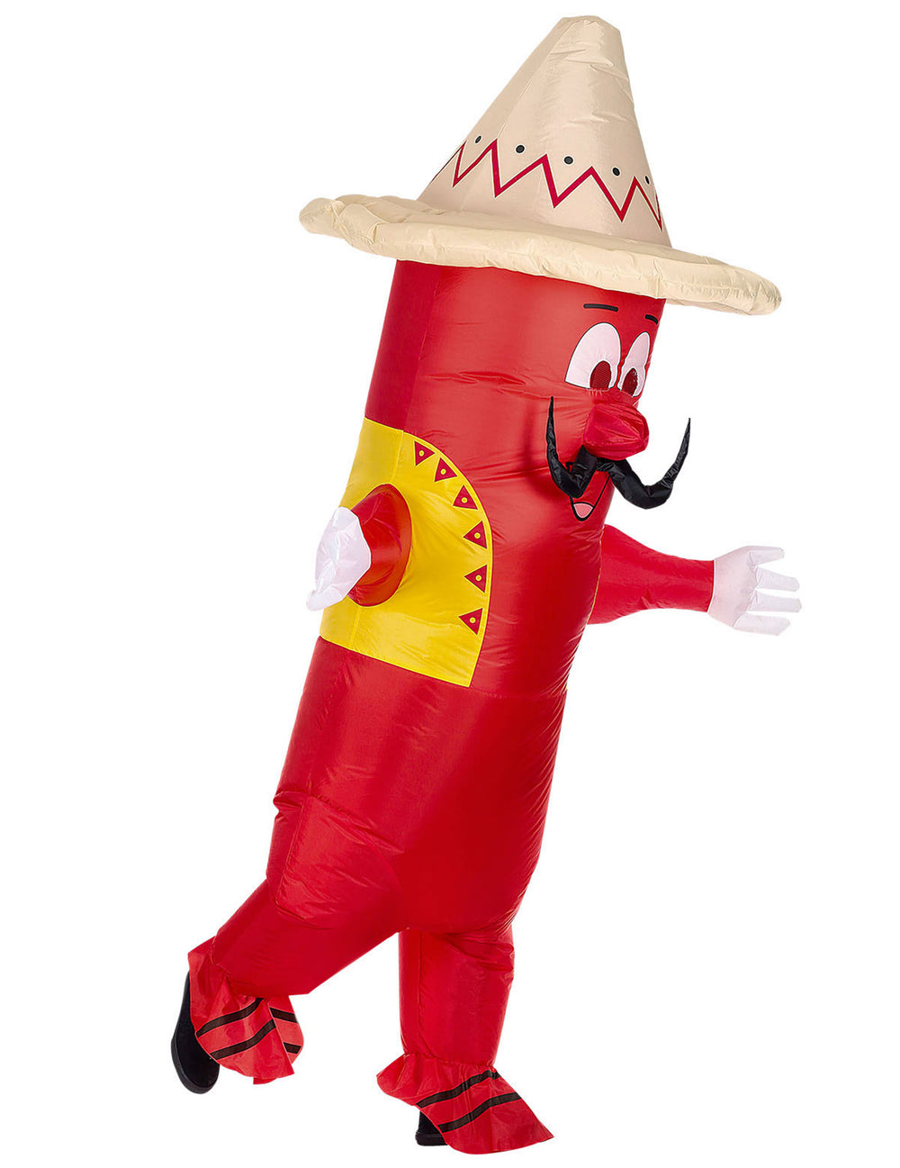 Vue de profil du déguisement gonflable piment mexicain