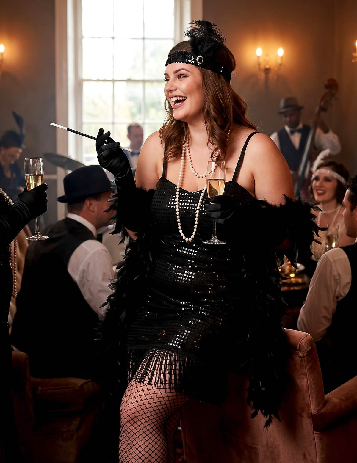 Fato de charleston plus size para mulher