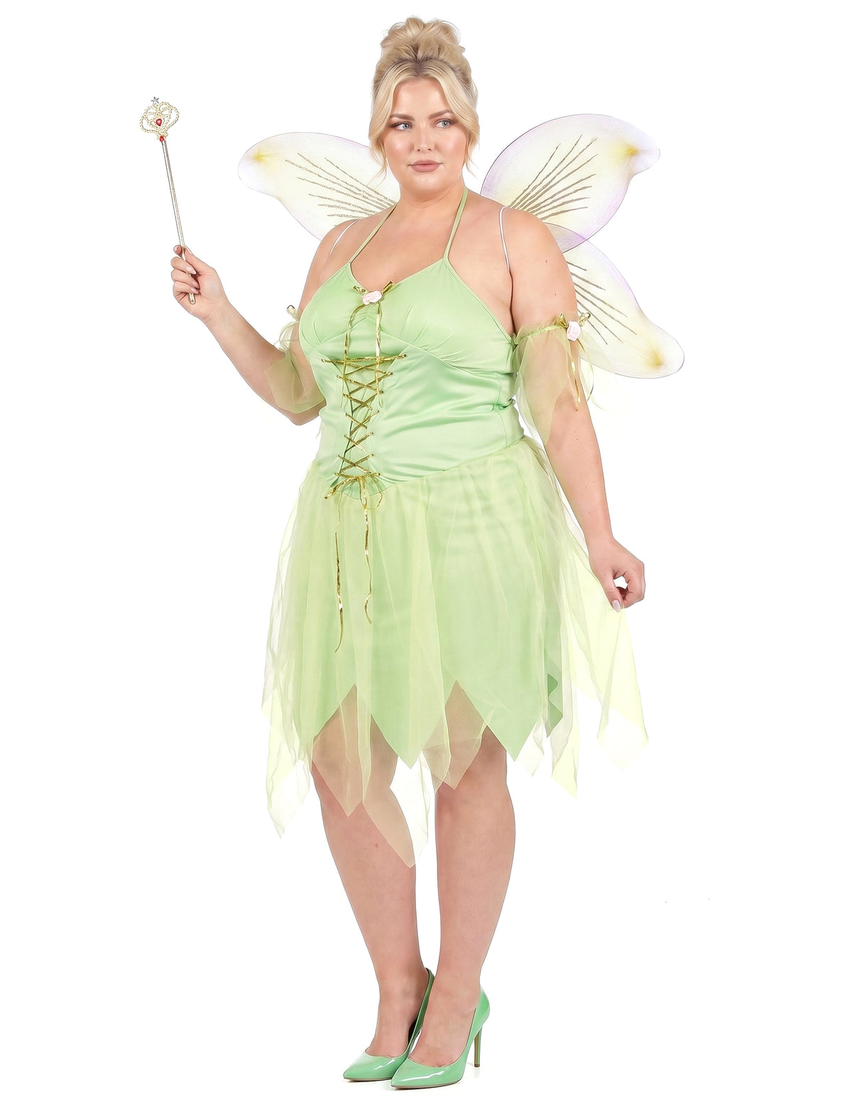 Fato de fada verde sexy de tamanho grande para mulher