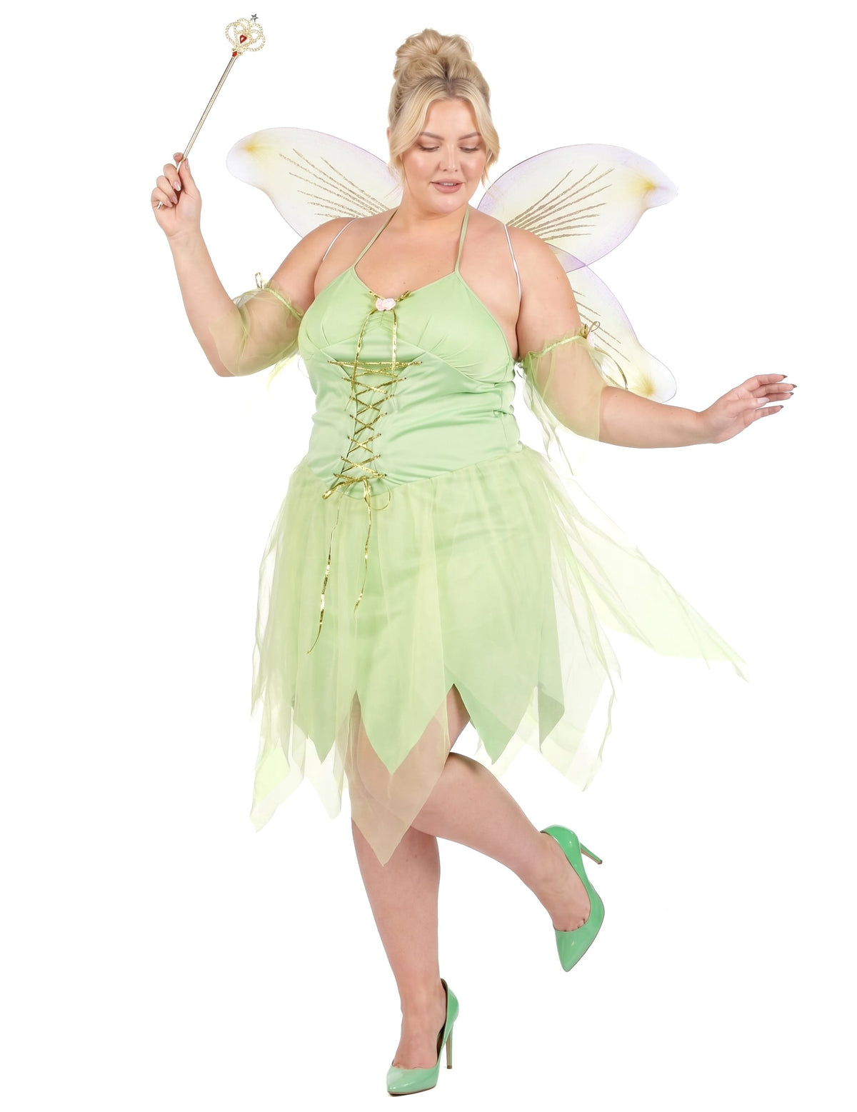 Fato de fada verde sexy de tamanho grande para mulher