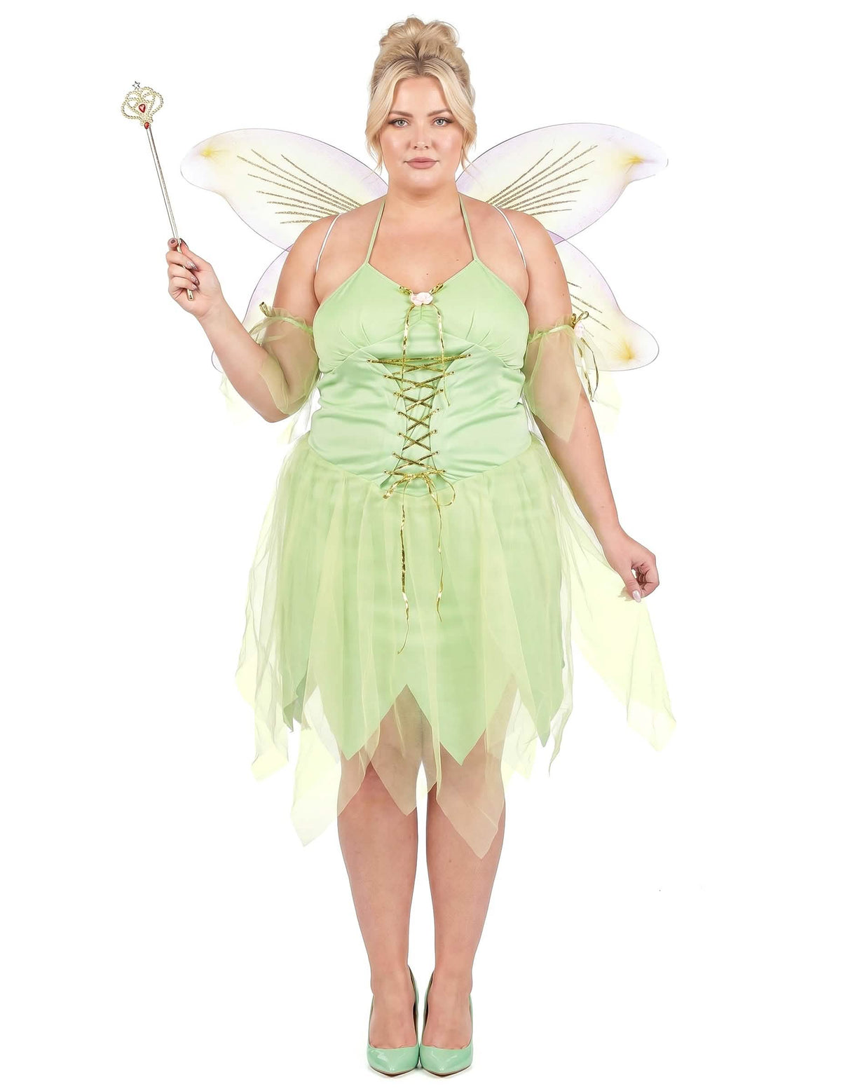 Fato de fada verde sexy de tamanho grande para mulher