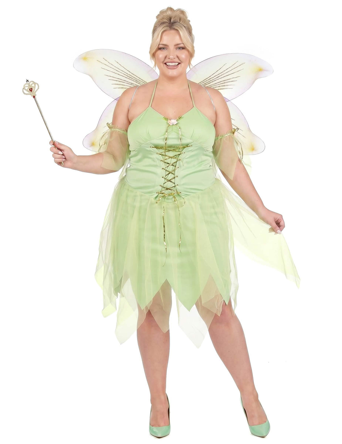 Fato de fada verde sexy de tamanho grande para mulher