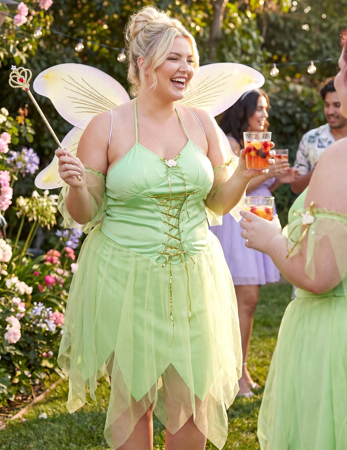 Fato de fada verde sexy de tamanho grande para mulher
