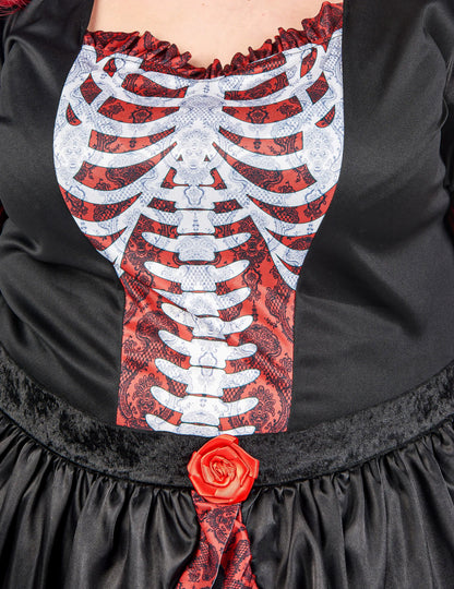 Traje de vestido longo plus size feminino Dia de los muertos