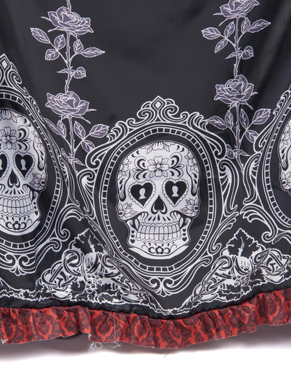 Traje de vestido longo plus size feminino Dia de los muertos