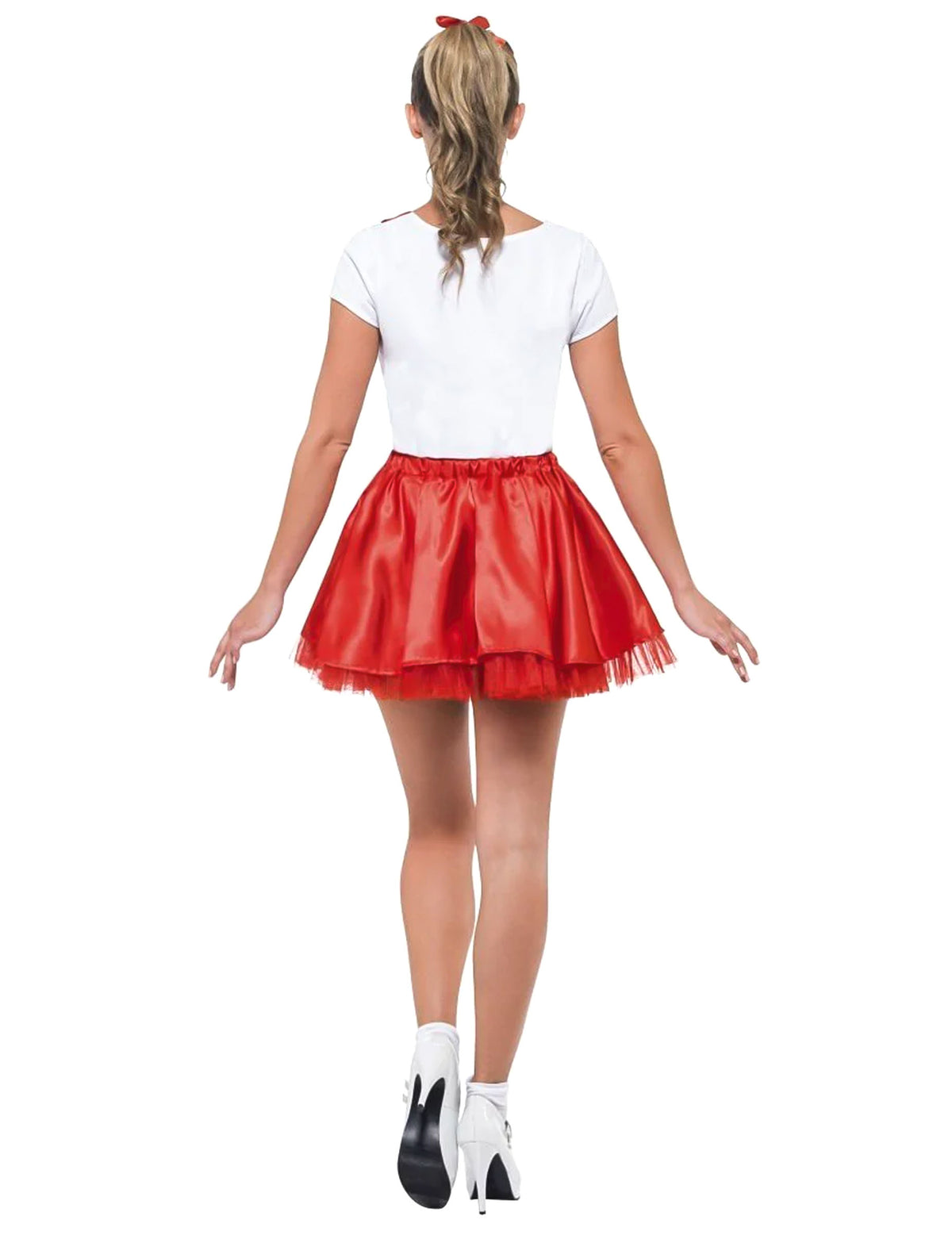 Vue de dos du déguisement Grease Cheerleader pour femme