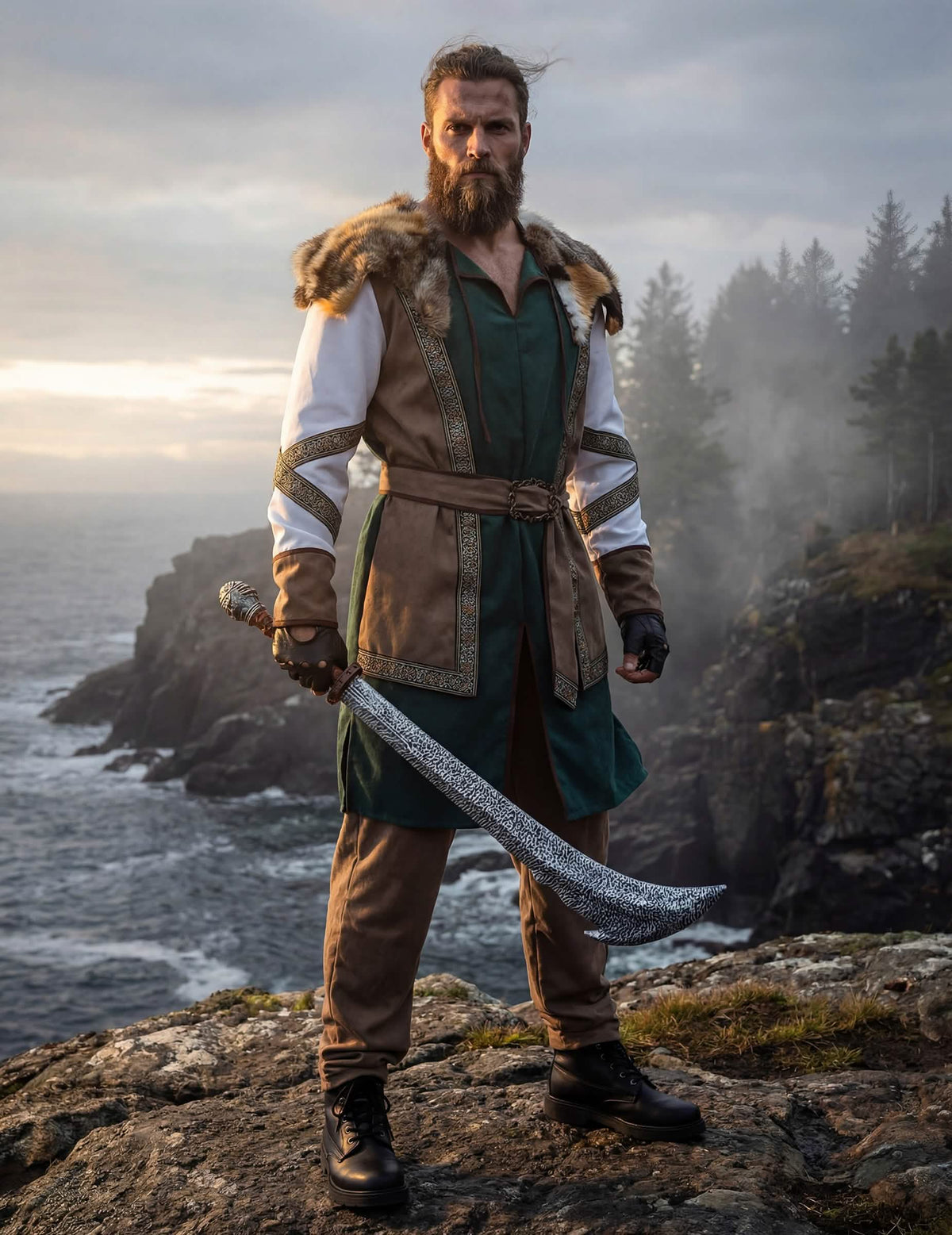 Espada acessório do disfarce de guerreiro viking luxo