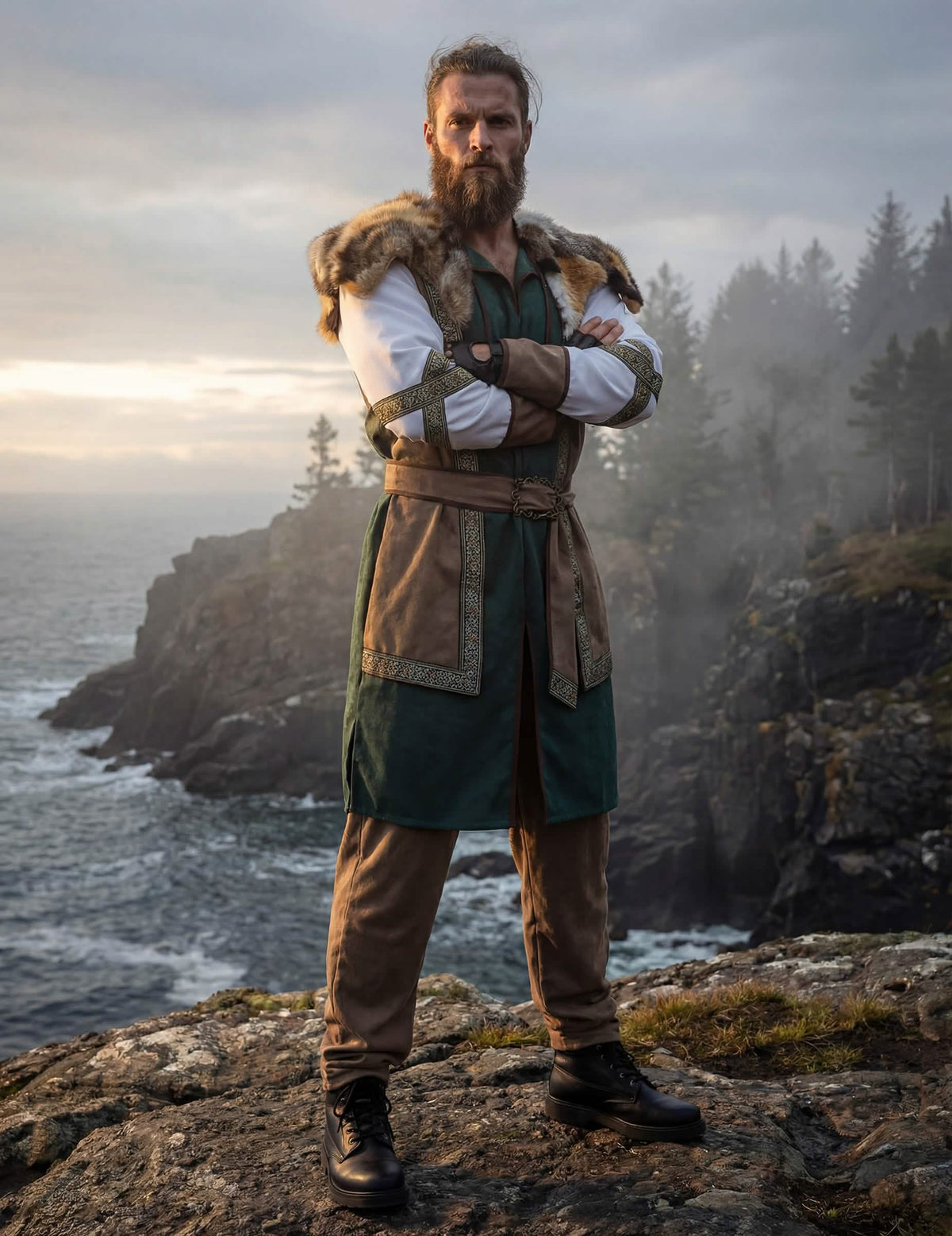 Vue de face du déguisement guerrier viking luxe