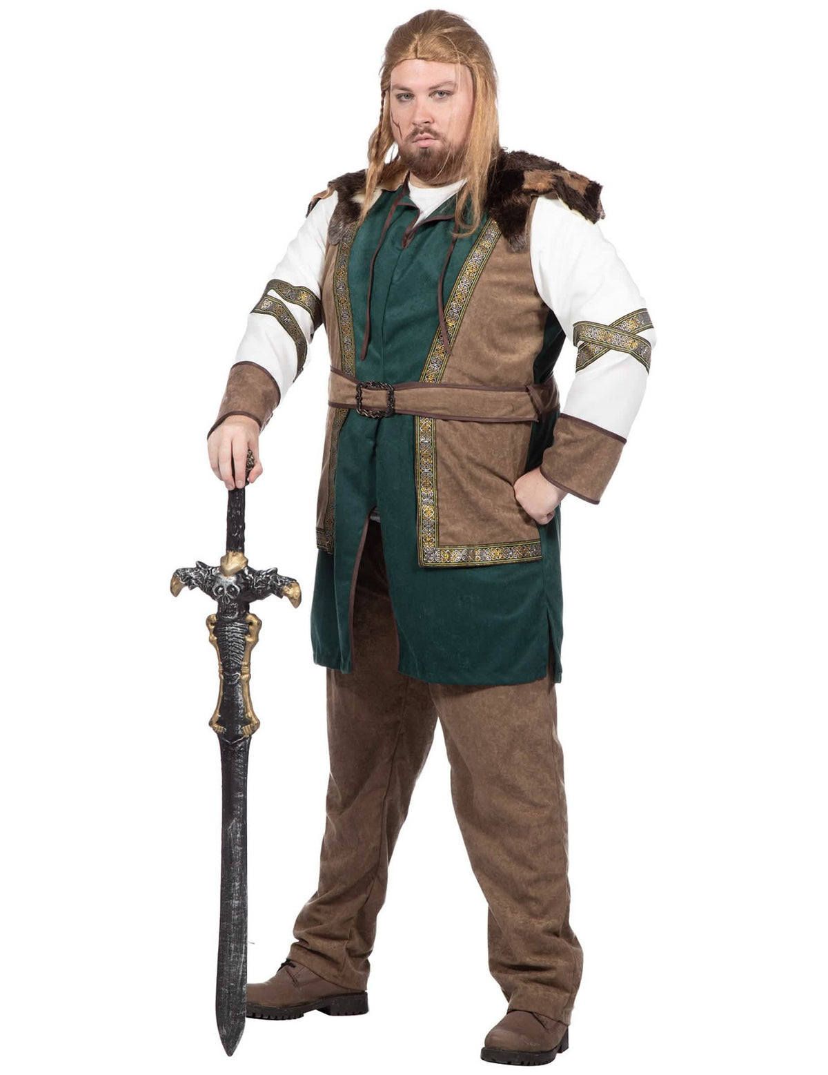 Vue de trois-quarts du déguisement guerrier viking luxe