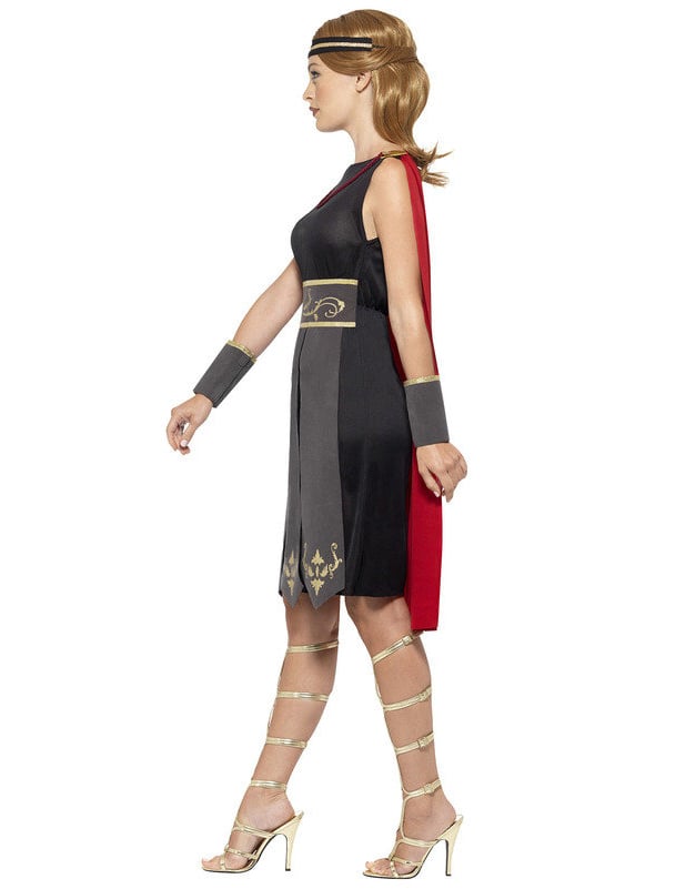 Vue de profil du déguisement de guerrière gladiatrice pour femme