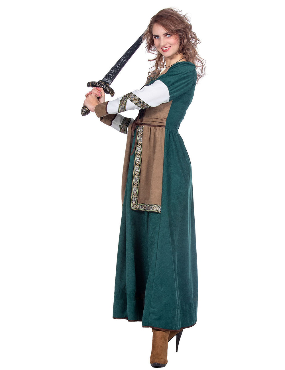 Vue de trois-quarts du déguisement guerrière viking luxe pour femme