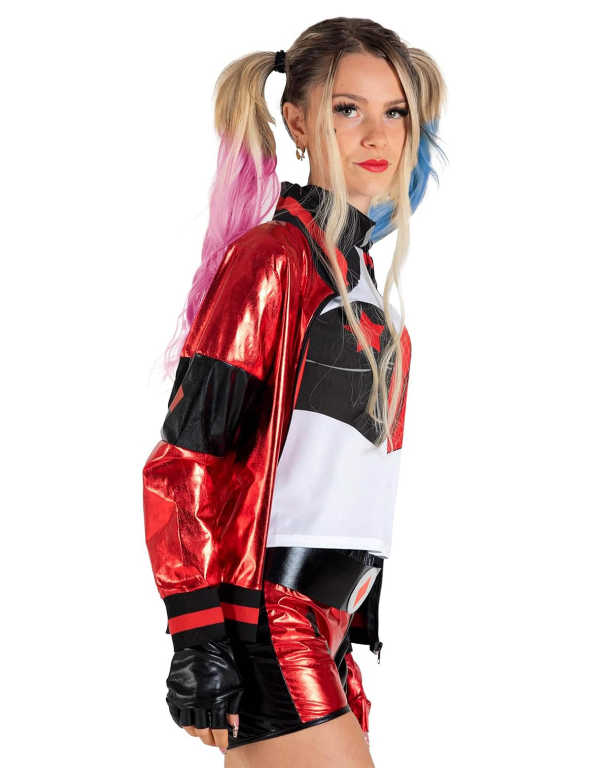 Vista de perfil do fato de Harley Quinn™ para menina