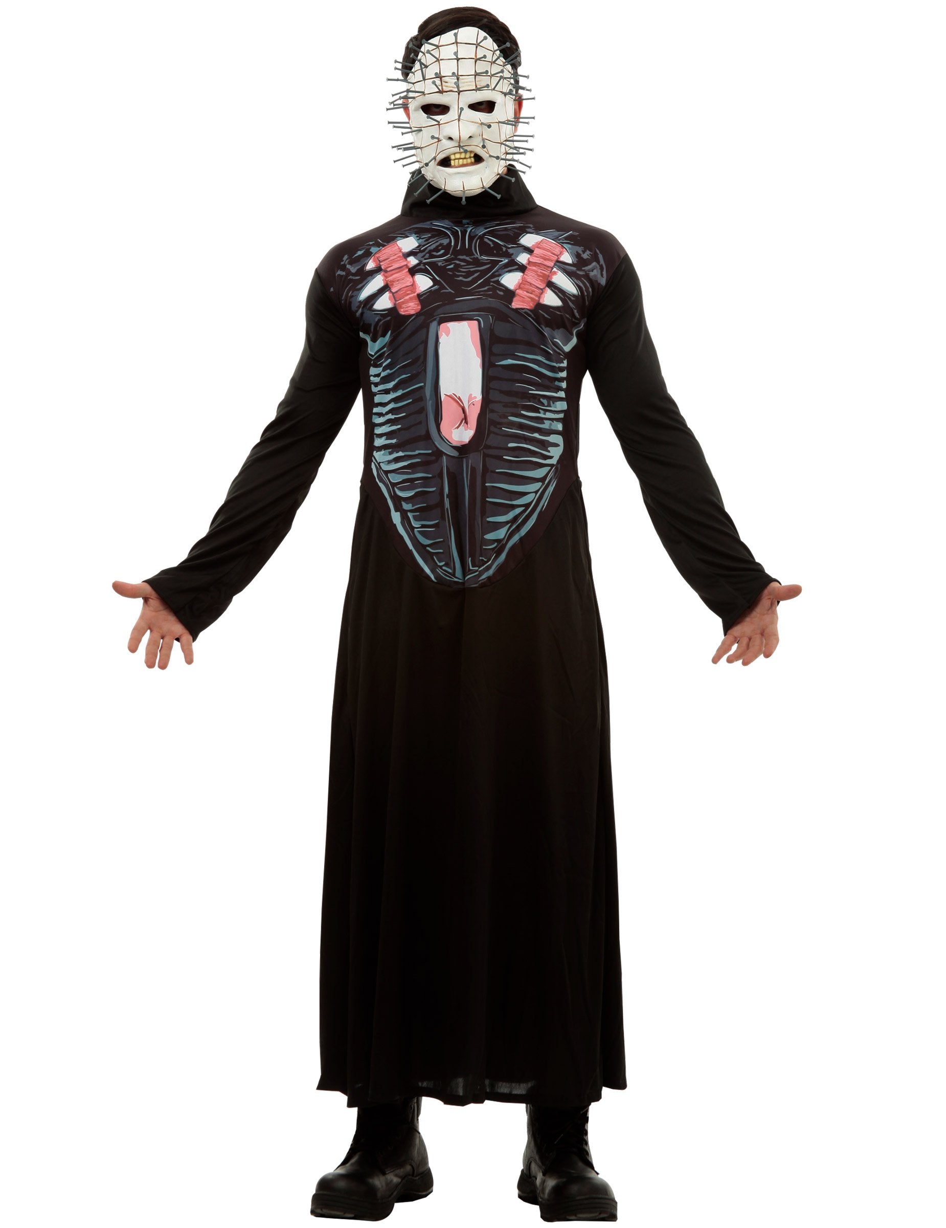 Déguisement Hellraiser III pour homme noir avec masque à clous