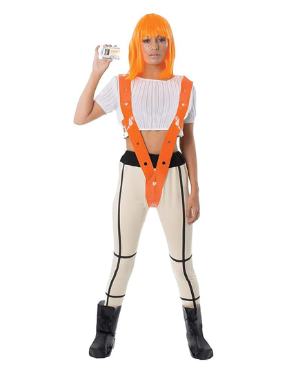 Vue de face du déguisement héroïne rousse luxe