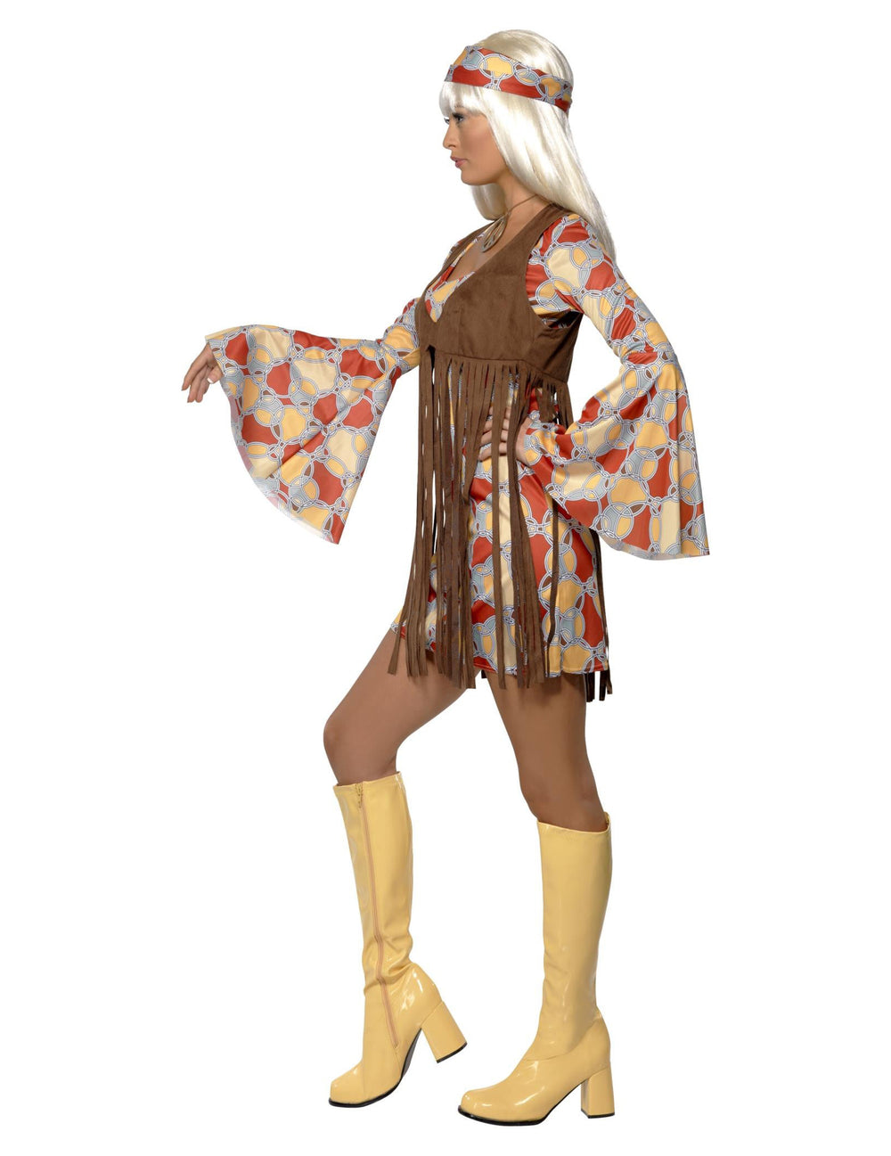 Vue de profil du déguisement hippie année 70 pour femme