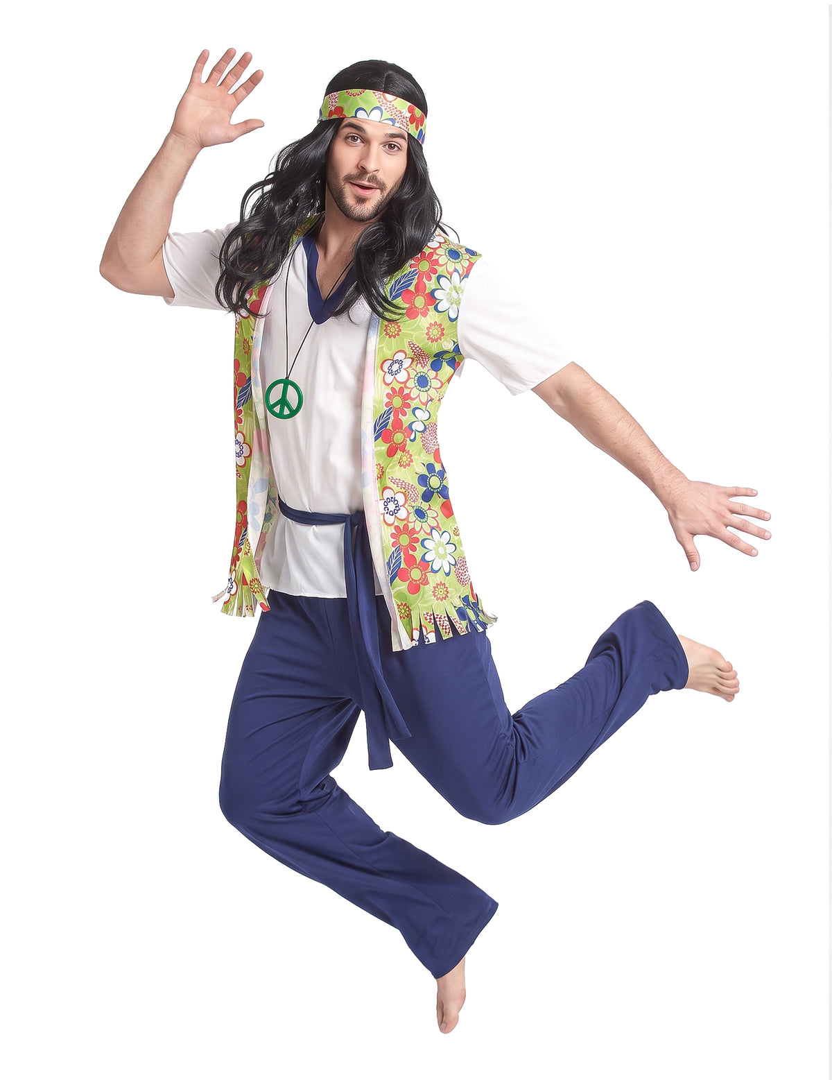 Disfarce de hippie azul para homem