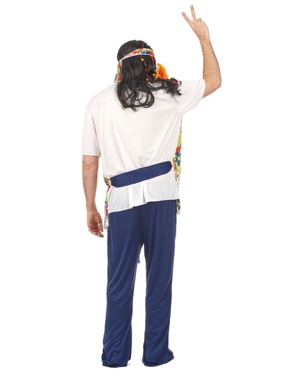 Disfarce de hippie azul para homem