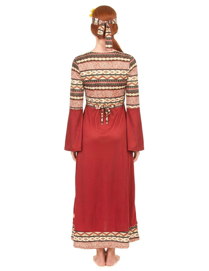 Disfarce de Vestido hippie bordeaux para mulher
