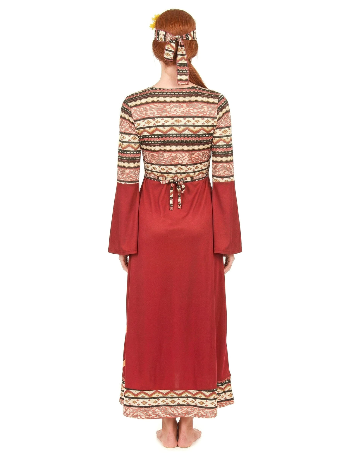 Disfarce de Vestido hippie bordeaux para mulher