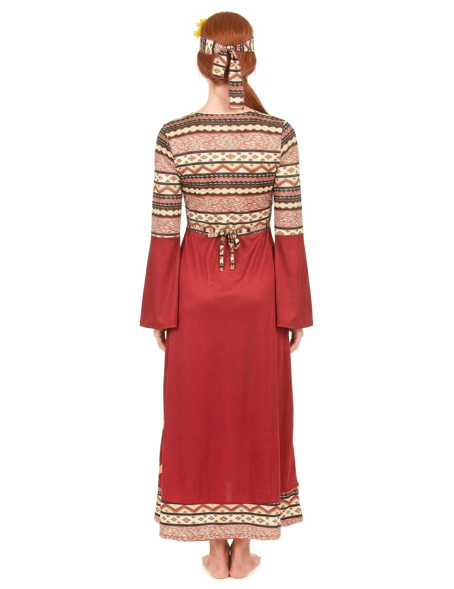 Disfarce de Vestido hippie bordeaux para mulher