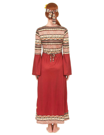 Disfarce de Vestido hippie bordeaux para mulher