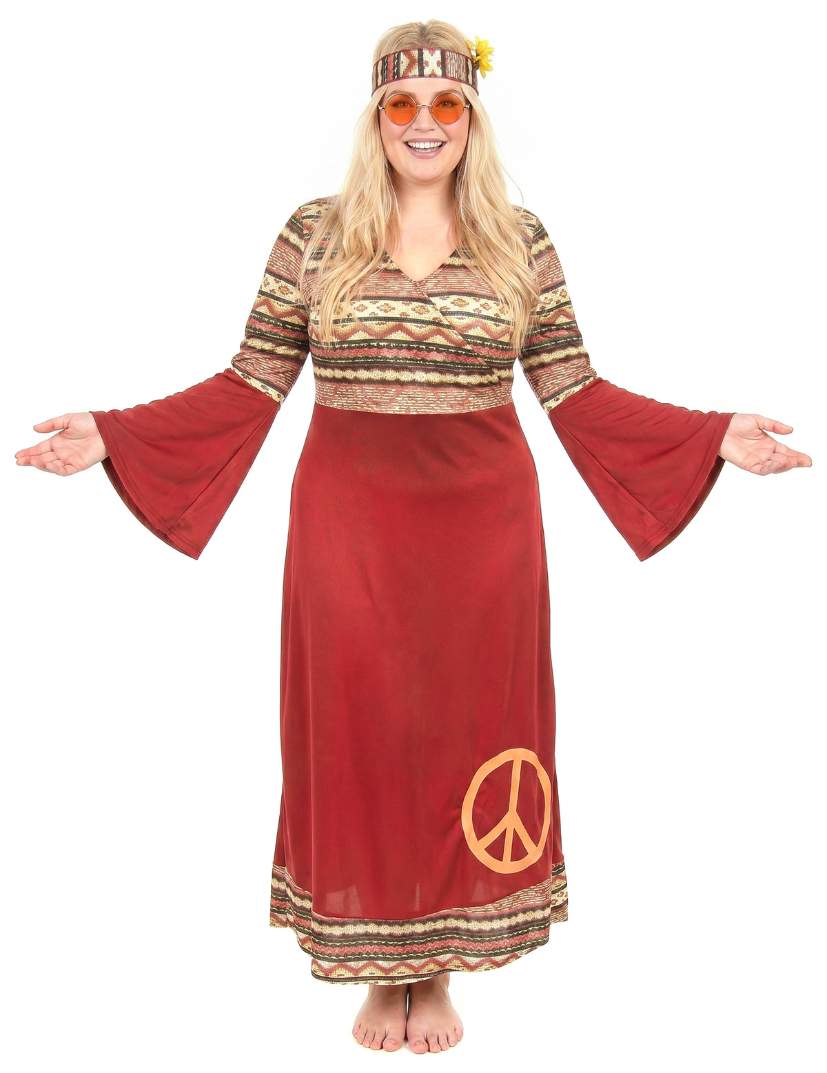 Disfarce de Vestido hippie bordeaux para mulher