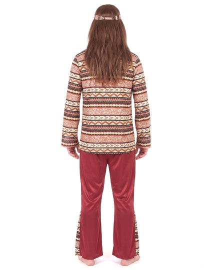 Disfarce hippie em bordeaux para homem
